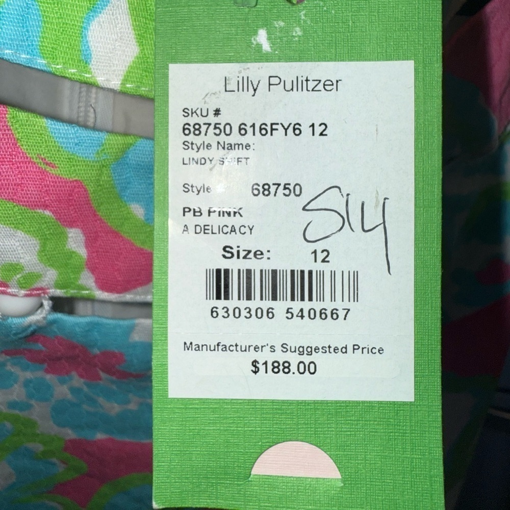 New ▶️ Lilly Pulitzer ◀️ Lindy PB Pink A Delicacy Beaded Neck Shift Size 12 - Picture 9 of 12